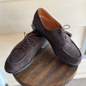 JM Weston Golf Derby UK 8D Brown Suede Leather Dress Shoes